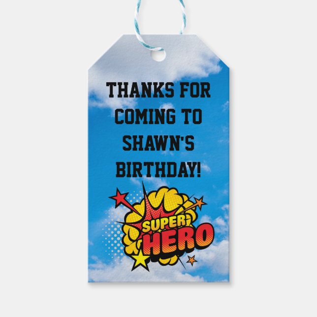 Superhero Party Favour Tag (Front)