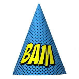 Superhero Party Hat - Blue Black Dot BAM