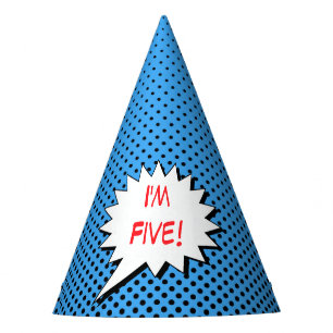 Superhero Party Hat - Blue Black Dot Custom