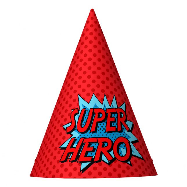Superhero Party Hat - Red Dot (Front)