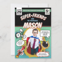 Superhero Party Invitation Comic Book Cover Style