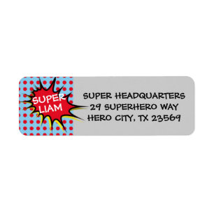 Superhero Party Invitation Return Address Labels