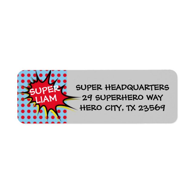 Superhero Party Invitation Return Address Labels (Front)