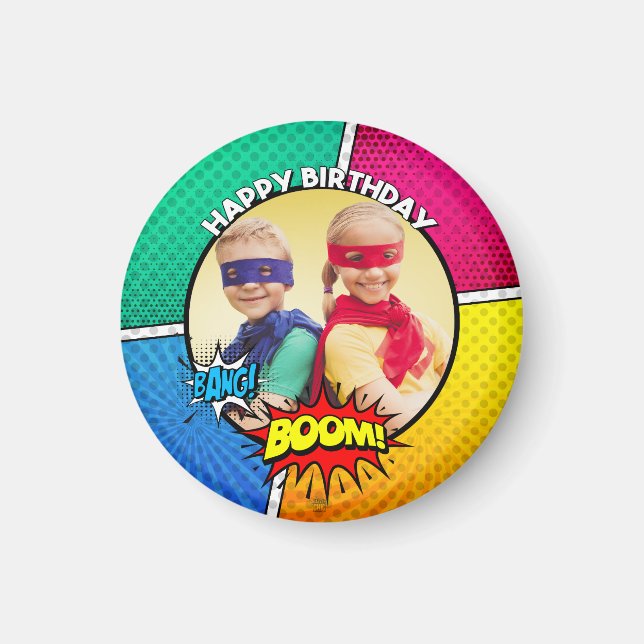 SuperHero Party photo magnet Customise it! (Front)