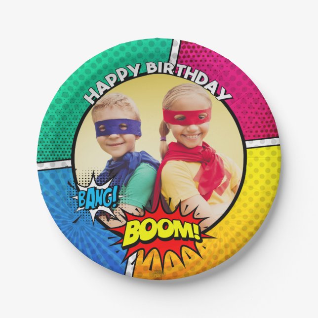 SuperHero Party plate Customise it! (Front)