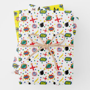 Superhero Pattern Wrapping Paper Sheet