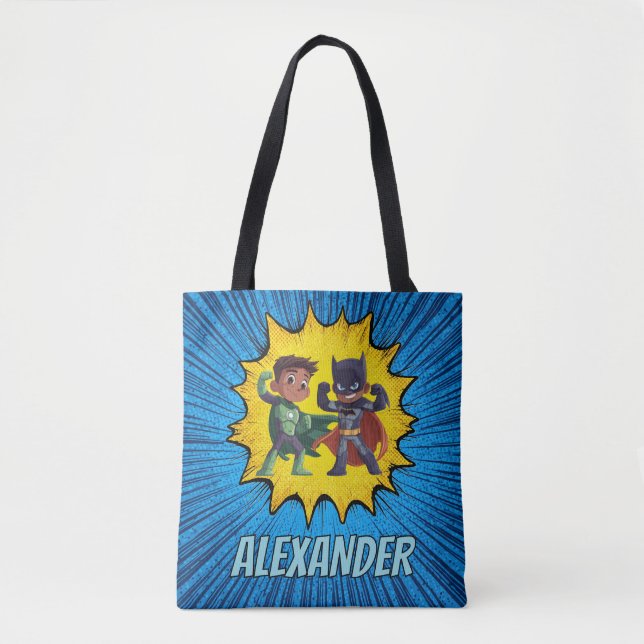 Superhero Personalised Boys Tote Bag Custom Name (Front)