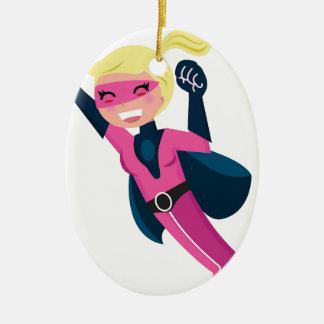 Superhero pink girl ceramic tree decoration