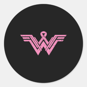 Superhero Pink Ribbon Breast Cancer Awareness Mum  Classic Round Sticker