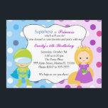 Superhero Princess Invitation Kids Birthday Party<br><div class="desc">Impress your guests with this lovely superhero and princess invitation card. Personalise it with your details for any event.</div>