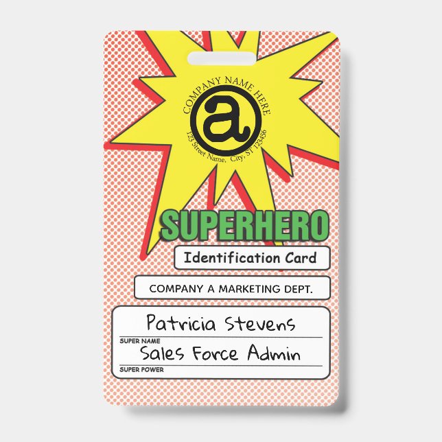 Superhero PVC ID Badge (Front)