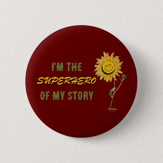 Superhero Red Button by Poet Adiela Akoo (Front)