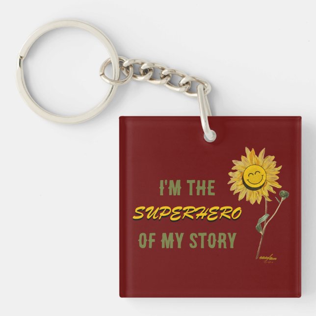 Superhero Red Keychain by Poet Adiela Akoo (Front)