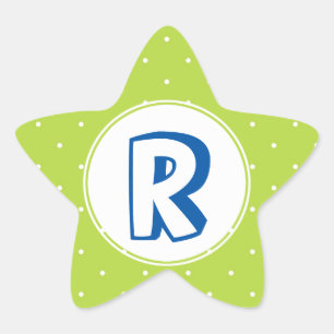 Superhero red yellow polka dot kid monogram star sticker