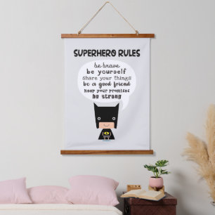Superhero Rules Hanging Tapestry