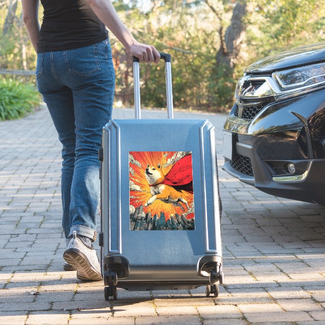Superhero Shiba – Comic Book Dog (Suitcase Insitu)