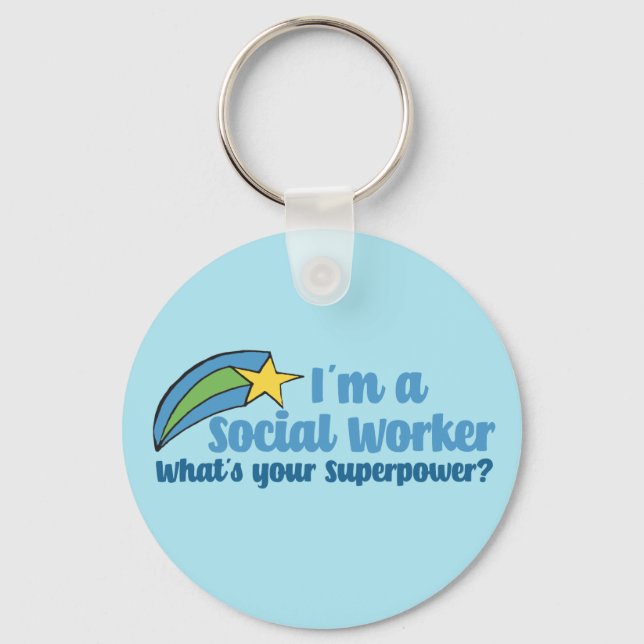 Superhero Social Worker Key Ring (Front)