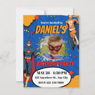 Superhero Spider Birthday Invitation with Photo 