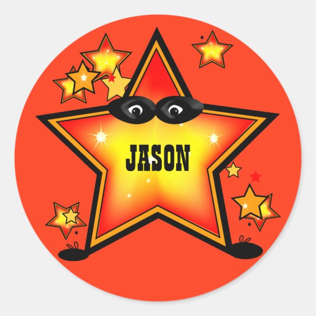 Superhero Star Kids Classic Round Sticker (Front)