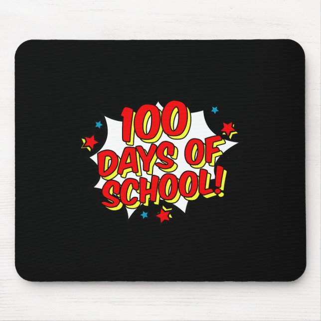 Superhero Style Happy 100th 100 Days of School  Mouse Mat (Front)