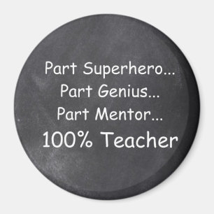 Superhero Teacher Genius Mentor Chalkboard Gift Magnet