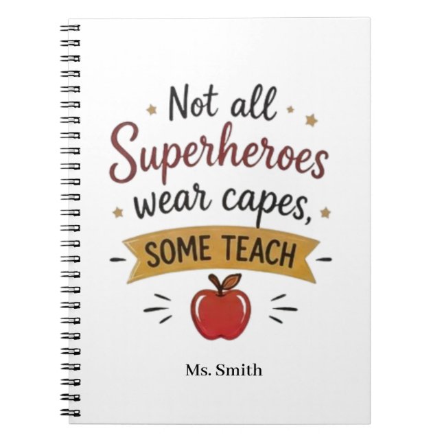 Superhero Teacher Personalised Notebook (Front)
