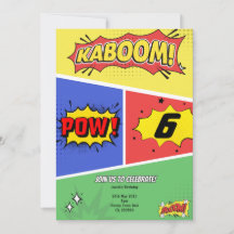 Superhero Themed Birthday Invitations Party