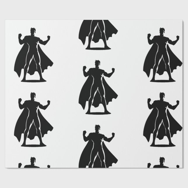 Superhero-Themed Birthday Party Gift Wrapping Paper (Flat)
