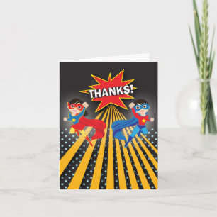 Superhero Twins Thank You Card
