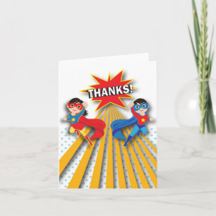 Superhero Twins Thank You Card