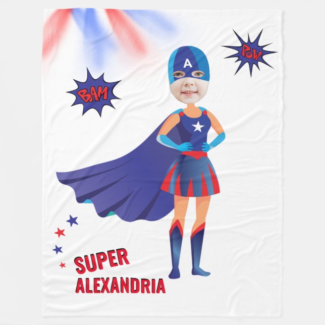 Superhero USA Stunning Girl Amazing Birthday  Fleece Blanket (Front)