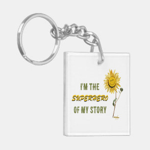 Superhero White Acrylic Keychain By Adiela Akoo