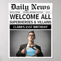 Superheroes and Villains Birthday Party Welcome