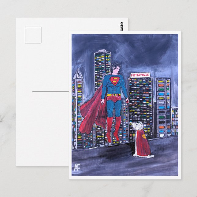 Superheroes Best Friend Painting by Alfred Fox Postcard (Front/Back)