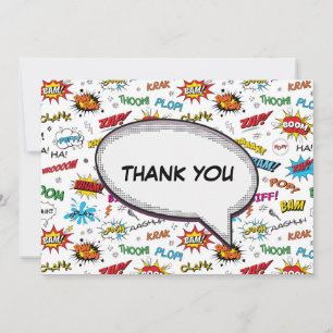 Superheroes Comics Pattern Thank You Card