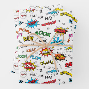 Superheroes Comics Pattern Wrapping Paper Sheet