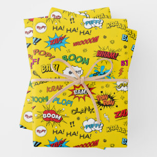Superheroes Comics Pattern Wrapping Paper Sheet