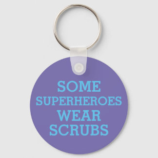 Superheroes in Scrubs Button Key Ring