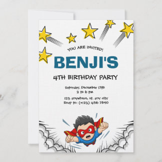 Superheroes kid's birthday party invitation