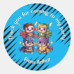 Superheroes party Kids super heroes fun identity  Classic Round Sticker