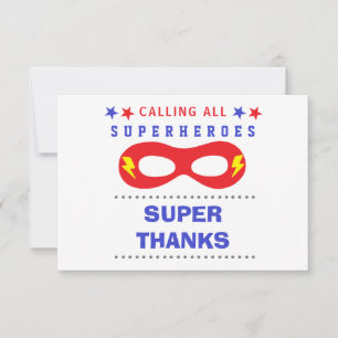 Superheros Party Super thank you Card