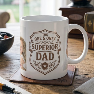 Superior Dad Family Photo Emblem Brown Large Coffee Mug