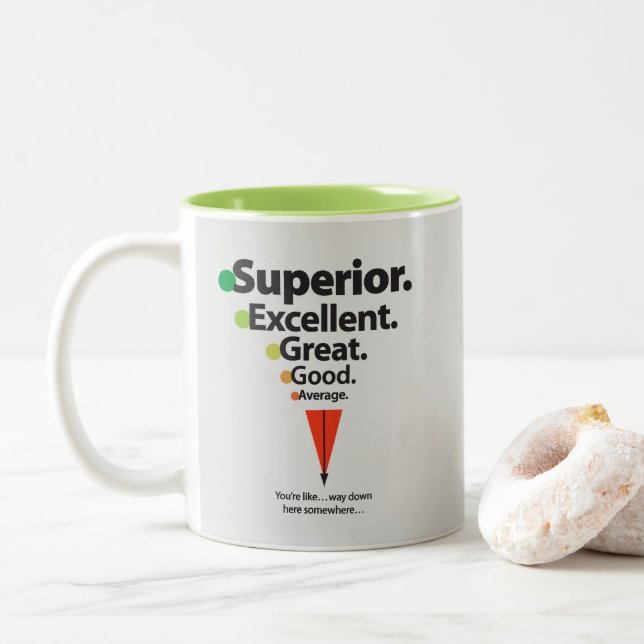 Superior, Excellent, Great Spots Two-Tone Coffee Mug (With Donut)