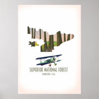 Superior national forest Minnesota vintage map Poster
