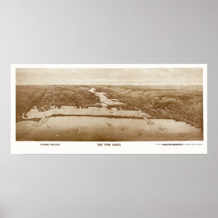 Superior, WI - Duluth, MN Panoramic Map - 1915 Poster
