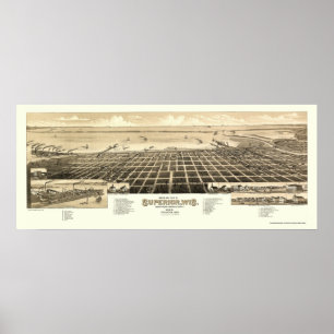 Superior, WI Panoramic Map - 1883 Poster