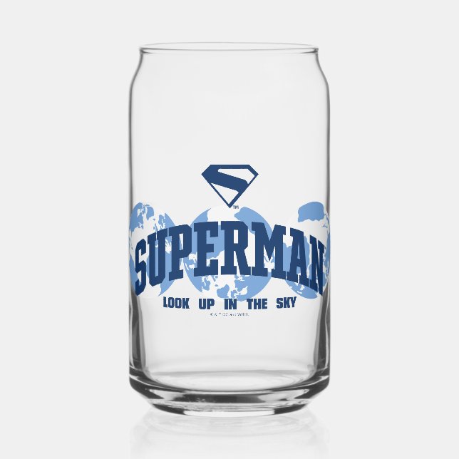 Superman Across the Globe Can Glass (Front)