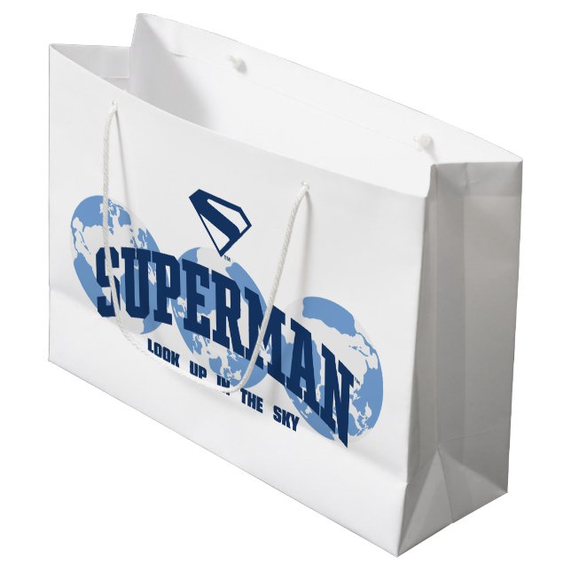 Superman Across the Globe Large Gift Bag (Front Angled)