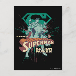 Superman action packed postcard