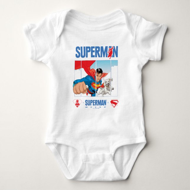 Superman and Krypto Take Flight Baby Bodysuit (Front)